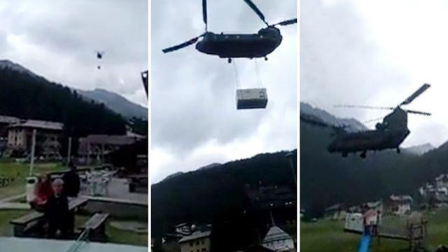 Atterraggio di emergenza per un elicottero dell’Esercito: volano i tetti delle case, terrore fra i turisti e bambino ferito