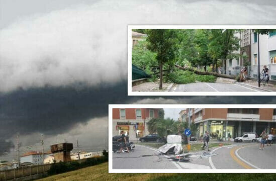 Allarme maltempo nelle Marche: una tromba d’aria sulla costa ferma i treni e fa crollare gli alberi