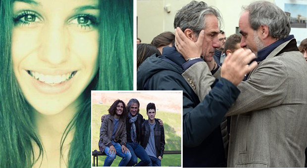 I funerali di Giulia, morta a 18 anni: Alberto è ancora grave. Il commovente abbraccio tra i due papà
