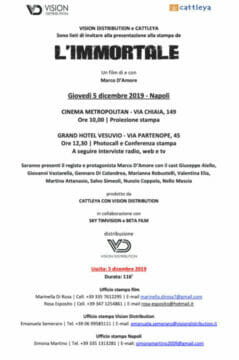 L’IMMORTALE DI MARCO D’AMORE | Proiezione e Conferenza stampa | Giovedì 5 dicembre, Cinema Metropolitan/Hotel Vesuvio