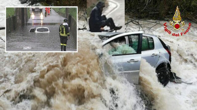 «Babbo aiutami» Travolta dall’alluvione e bloccata sul tetto dell’auto: Papà eroe salva la sua bambina