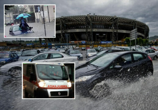 +++Bomba d’acqua su Napoli. Piovono calcinacci e crollano tettoie. Auto intrappolate: 5 feriti gravi in fin di vita+++