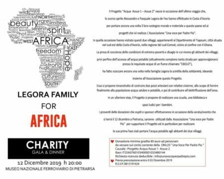 Legora family for Africa – Charity Gala & Dinner. Giovedì 12 dicembre h 20.00, Museo Nazionale Ferroviario di Pietrarsa