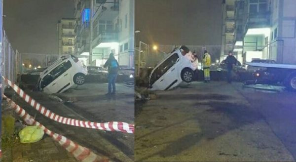 Maltempo Campania: auto sprofonda in una voragine, si è temuto il peggio