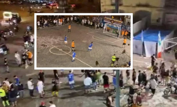 Follia a Napoli: torneo di calcetto a piazza Mercato. Niente mascherine e distanze