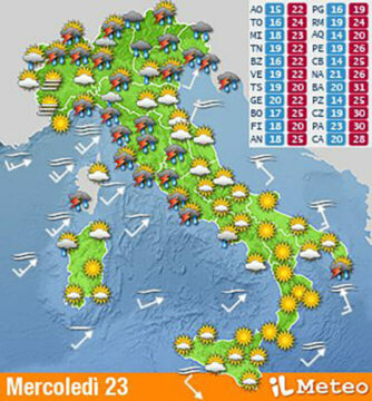 Il Meteo di oggi 23 settembre