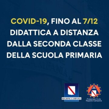 Ultim’ora, scuole in Campania , comunicazione importante: fino al 7 Dicembre didattica a distanza dalla seconda classe della scuola primaria