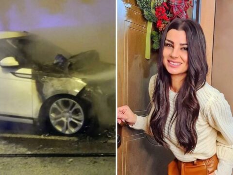 Attentato incendiario all’auto della showgirl Serena Enardu. Lei sbotta: ” Miserabili!”