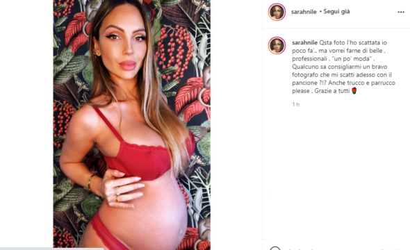 Sarah Nile, l’ex gieffina bomba sexy ed esplosiva all’ottavo mese di gravidanza.  Foto da infarto.