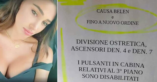 Reparto di ospedale blindato “causa Belen”: scoppia il putiferio social per un cartello