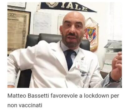 Lockdown per non vaccinati, Bassetti favorevole