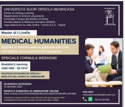 Riparte il Master in Medical Humanities, un percorso compatto al Suor Orsola Benincasa