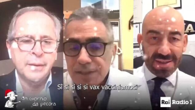 Le virostar Pregliasco, Bassetti e Crisanti trash no limits cantano  ” Si si vax”:  polemica web