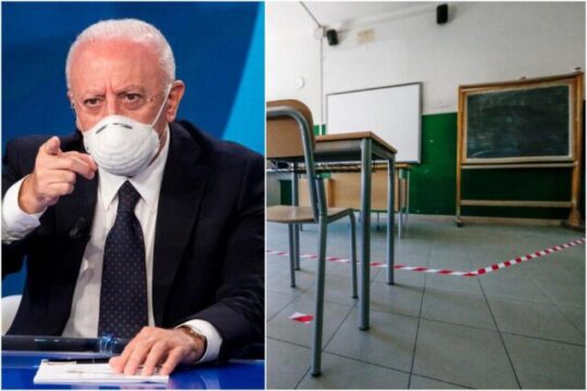 Scuole aperte, De Luca tuona: «In classe con porte aperte perché senza mascherine . “Ho visto Draghi camminare sul Tevere”