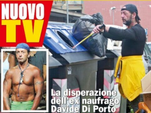Davide Di Porto, ex naufrago dell’Isola  per sopravvivere rovista nella spazzatura :” “Devo aiutare mia madre, che è malata”