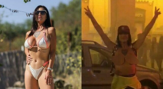 La Salernitana si salva, la pornostar come la Ferilli: si spoglia in strada e resta in topless