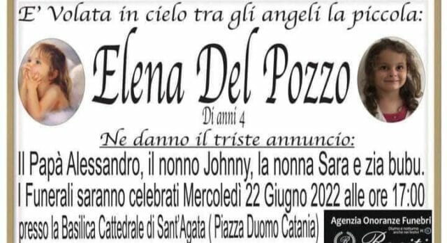 Domani i funerali di Elena Del Pozzo, lutto cittadino a Mascalucia: “Cerimonia dolorosa”