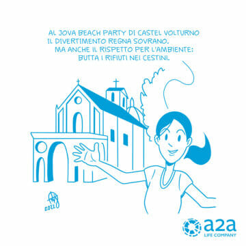 A Castelvolturno per la decima tappa de “Jova Beach Party” il personaggio dei fumetti  Azzurra