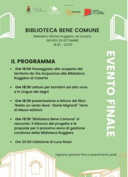 La presentazione di un libro, letture per bimbi e il concerto di Luca Rossi in via Laviano a Caserta