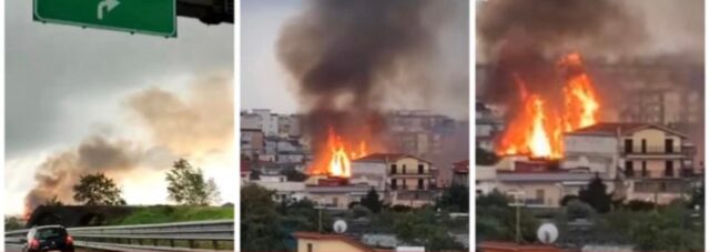 Ultim’ora,fulmine cade tra le case e scoppia un incendio:molti danni su Napoli per il forte nubifragio