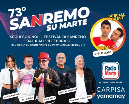 Radio Marte in diretta dal 73° Festival di Sanremo, ad un passo dall’Ariston. Eventi, interviste, dirette radio e tv.