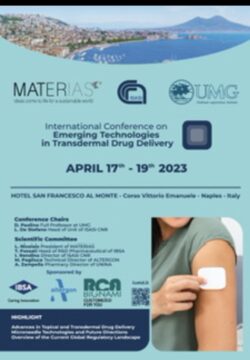 A Napoli la prima Conferenza internazionale sulle tecnologie emergenti   per la somministrazione transdermica di farmaci