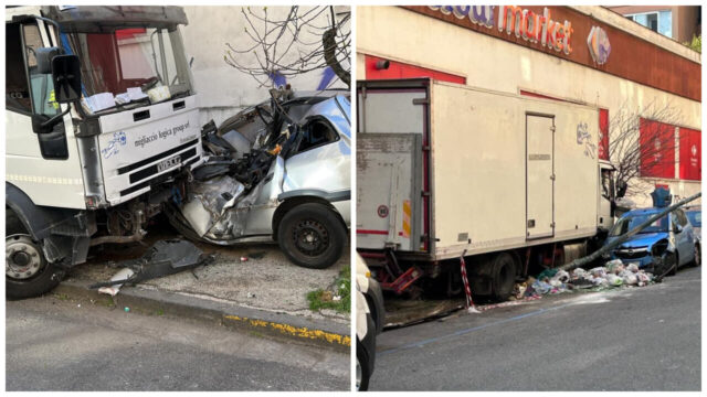 Conducente perde il controllo del camion, si scontra contro auto e pali dell’illuminazione: “Tragedia sfiorata”