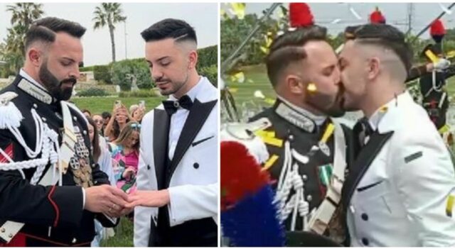 Carabiniere sposa il suo compagno nel leccese. Ceromonia in alta uniforme e col picchetto d’onore