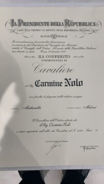 Carmine Nolo diventa cavaliere della Repubblica