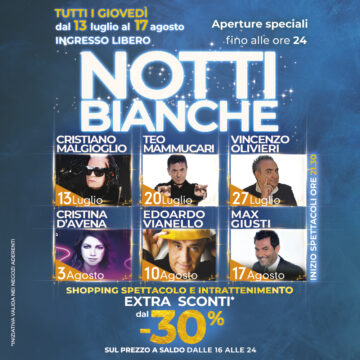 La kermesse Notti Bianche al Città Sant’Angelo Village Outlet per sei serate di prestigio