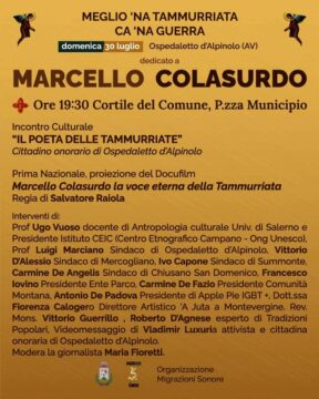 Il Comune di Ospedaletto d’Alpinolo celebra il re della tammurriata: il poeta scomparso Marcello Colasurdo