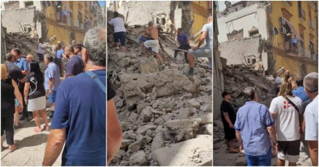Torre del Greco, crolla una palazzina: tre persone salvate, due anziane intrappolate