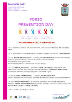 UNA GIORNATA DEDICATA ALLA PREVENZIONE “FORIO PREVENTION DAY”: OSPITE SPECIALE L’ATTRICE CRISTINA DONADIO