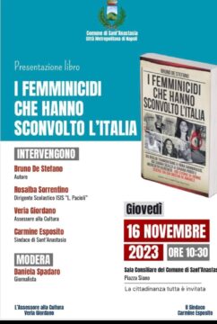 Sant’Anastasia| “I Femminicidi che hanno sconvolto l’Italia” presentazione libro Bruno De Stefano