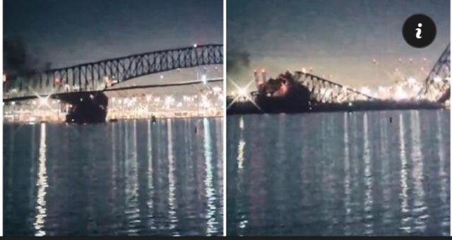 Video crollo ponte Baltimora, il Francis Scott Key collassa dopo impatto con mercantile: morti e dispersi