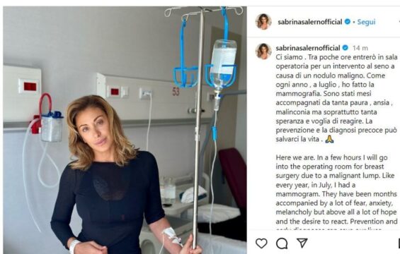 Sabrina Salerno annuncia: “Tra poche ore entrerò in sala operatoria, ho un nodulo maligno”