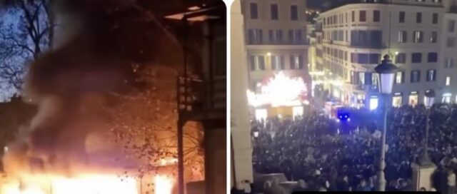 Piazza del popolo invasa dal fumo, grave incendio a Villa Borghese