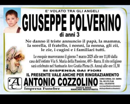 Dolore e incredulità nel napoletano: il piccolo Giuseppe ha perso la sua battaglia, aveva tre anni