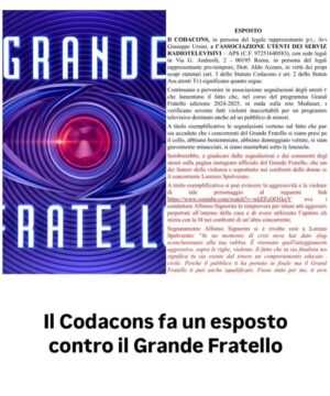 Grande fratello: il Codacons chiede l’ immediata chiusura