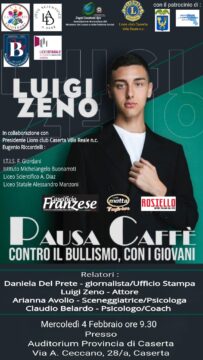 Pausa Caffè contro il Bullismo: Luigi Zeno e gli esperti incontrano gli studenti all’Auditorium della Provincia di Caserta