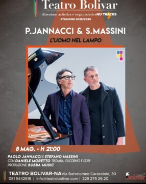 VENERDÌ 8 MAGGIO PAOLO JANNACCI E STEFANO MASSINI ARRIVANO SUL PALCO DEL TEATRO BOLIVAR CON “L’UOMO NEL LAMPO”
