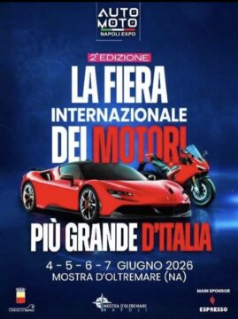 Conto alla rovescia per Automoto Napoli expo: da giovedì 4 a domenica 7 giugno  alla Mostra d’Oltremare di Napoli la fiera dei motori più importante d’Italia