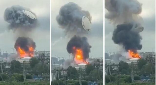 Ucraina, Mosca colpita da una pioggia di droni: in fiamme la raffineria della capitale